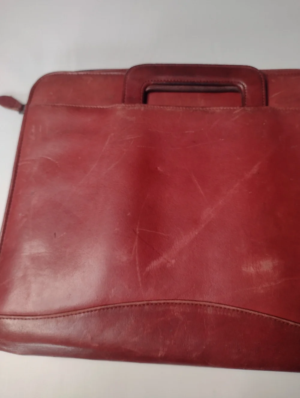 SCULLY 3-Ring Zip Red Distressed Leather Binder Planner Organizer Briefcase A12